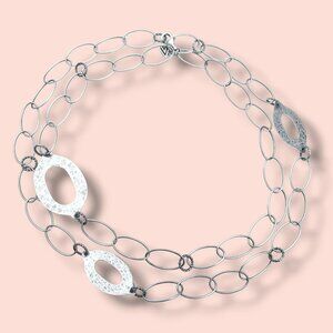 Silpada 925 Sterling Silver Necklace Oval Links Hammered N1506 Retired 2010